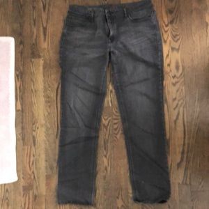 Gray jeans with great stretch. Gently used - form fitting straight legged